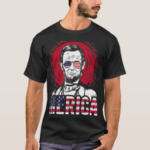 Merica Abraham Lincoln Memorial Day Patriotic Desi T-Shirt
