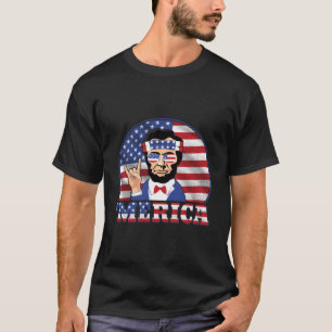 Merica Abraham Lincoln Patriotic America Us Flag 4 T-Shirt