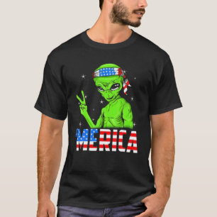 Merica Alien Funny 4Th Of July Alien T-Shirt