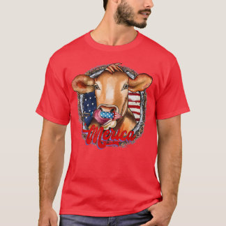 Merica America Cow Farmer 4th of July Freedom Amer T-Shirt