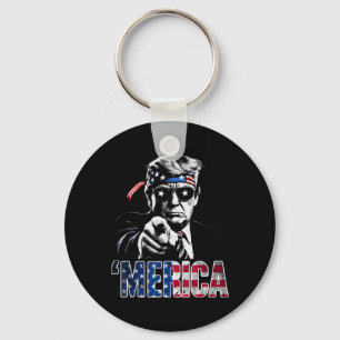 Merica America Funny Trump 4th July Key Ring