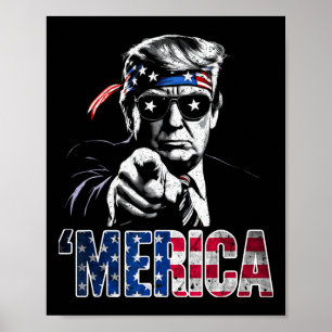 Merica America Funny Trump 4th July Poster