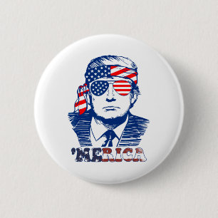 Merica America Happy 4th Of July Trump American Fl 6 Cm Round Badge
