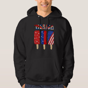 Merica America Ice Cream American Flag 4th Of July Hoodie