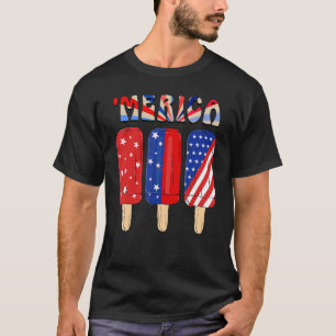 Merica America Ice Cream American Flag 4th Of July T-Shirt