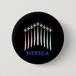 Merica America Jet Flag Trump Patriot Veteran Gift 6 Cm Round Badge
