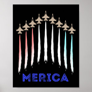 Merica America Jet Flag Trump Patriot Veteran Gift Poster