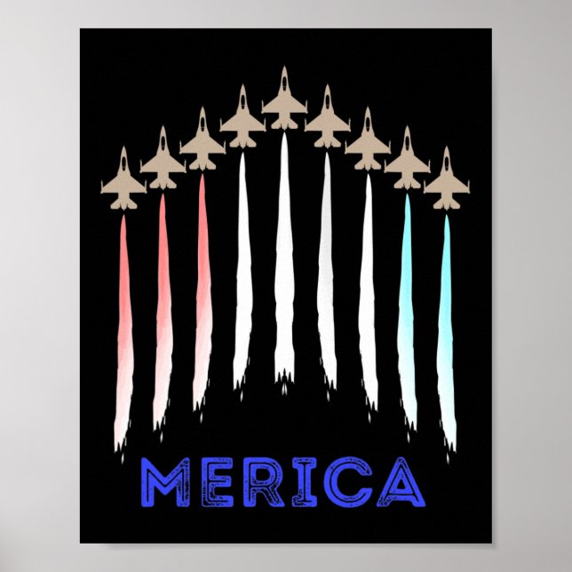 Merica America Jet Flag Trump Patriot Veteran Gift Poster (Front)