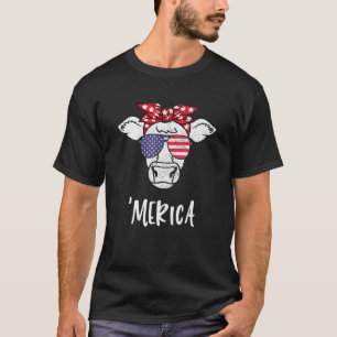 Merica American Cow American Flag Retro Vintage Pa T-Shirt