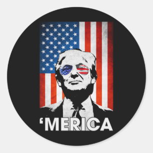 Merica American Flag 4th Of July Murica Patriotic  Classic Round Sticker