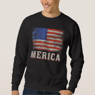 Merica American Flag 4th Of July Usa Vintage Retr Sweatshirt