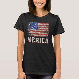 Merica American Flag 4th Of July Usa Vintage Retr T-Shirt
