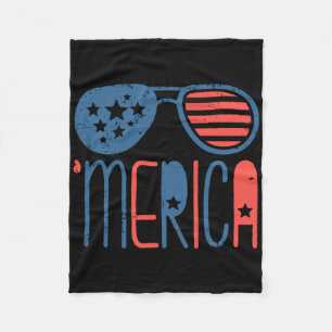 Merica American Flag Aviators Toddler 4th July Whi Fleece Blanket