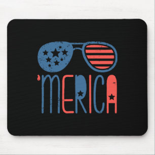 Merica American Flag Aviators Toddler 4th July Whi Mouse Pad