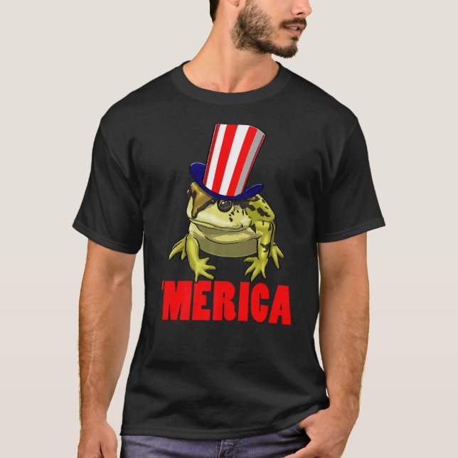 Merica American Flag Frog  Women Frog Love  2 T-Shirt (Front)