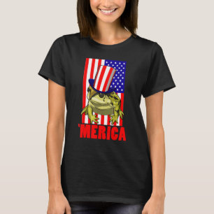 Merica American Flag Frog Women Frog Love 4 T-Shirt