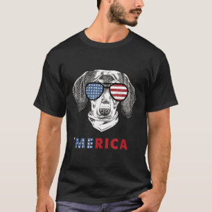 Merica American Flag Glasses Patriotic Dachshund 4 T-Shirt