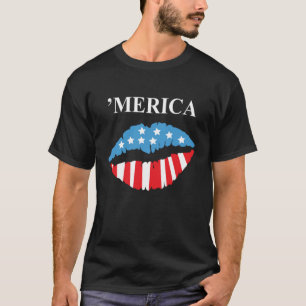 Merica American flag lipstick stain  4th of July C T-Shirt