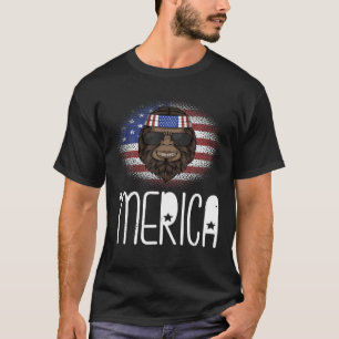 Merica American Flag Monkey Sunglass T 4Th July T-Shirt