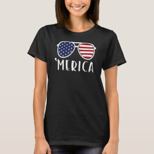 Merica American Flag Sunglasses Usa Patriotic 4th T-Shirt