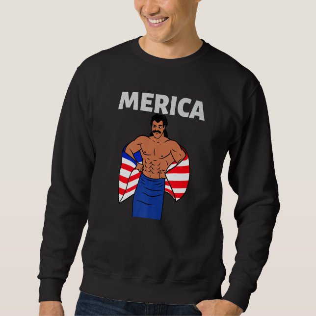 Merica American Mullet Business In Front Party In  Sweatshirt (Front)