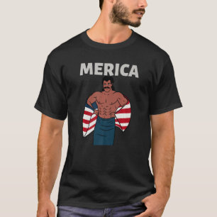Merica American Mullet Business In Front Party In T-Shirt