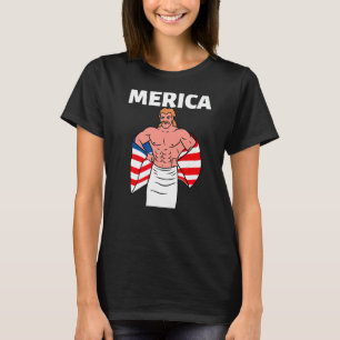 Merica American Mullet Business In Front Party In T-Shirt