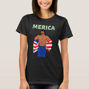 Merica American Mullet Business In Front Party In T-Shirt