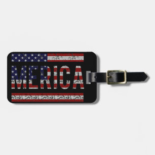 MERICA - American Pride Slang USA Flag Luggage Tag
