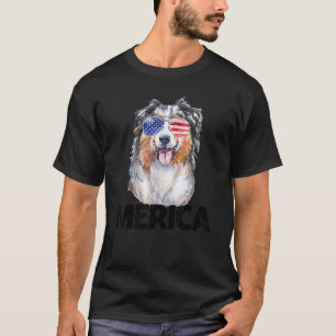 Merica Australian Shepherd American Sunglasses 4th T-Shirt