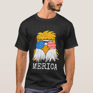 Merica Bald Eagle 4th of July Mullet American Flag T-Shirt