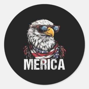 Merica Bald Eagle Patriotic Eagle 4th Of July Amer Classic Round Sticker