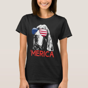 Merica Basset Hound American Flag 4th of July T-Shirt