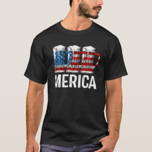 Merica Beer American Flag  4Th Of July  Gift T-Shirt