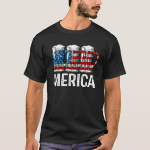 Merica Beer American Flag T shirt 4th of July Shir