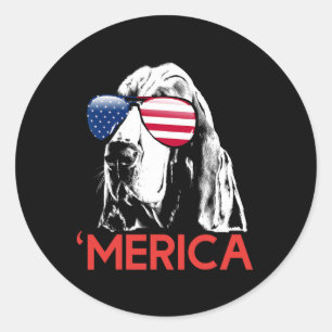 Merica Bet Hound American Flag 4th Of July  Classic Round Sticker