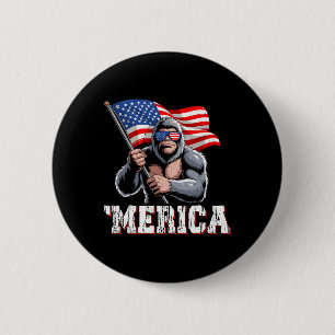 Merica Bigfoot American Flag Patriotic Sasquatch 4 6 Cm Round Badge
