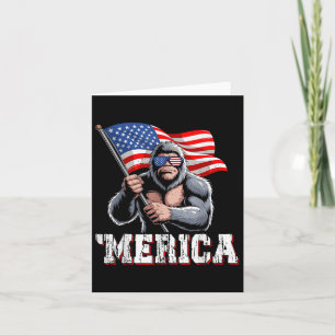 Merica Bigfoot American Flag Patriotic Sasquatch 4 Card