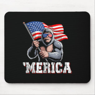 Merica Bigfoot American Flag Patriotic Sasquatch 4 Mouse Pad