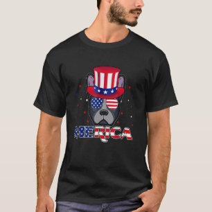 Merica Boston Terrier Usa Flag Sunglasses 4th Of J T-Shirt