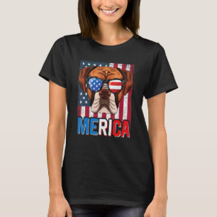 Merica Boxer Dog 4th Of July American Flag T-Shirt