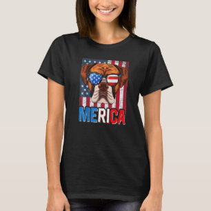 Merica Boxer Dog 4th Of July American Flag T-Shirt