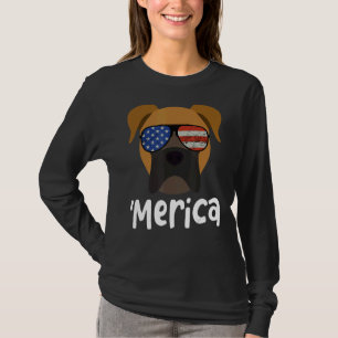 Merica Boxer Dog 4th of July American Flag T-Shirt