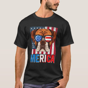 Merica Boxer Dog 4th Of July American Flag Vintag T-Shirt