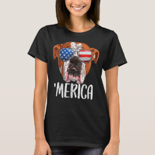 Merica British English Bulldog Dog 4th Of July Ame T-Shirt