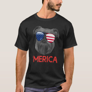 Merica Brussels Griffon American Flag 4th Of July T-Shirt