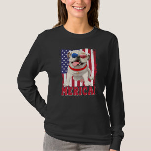 Merica Bulldog 4th Of July Usa American Flag T-Shirt