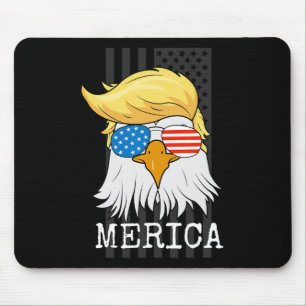 Merica Byld Eagle 4th Of July Trump American Flag  Mouse Pad