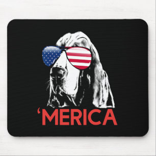 Merica Bysset Hound American Flag 4th Of July  Mouse Pad