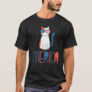Merica Cat Independence Day 4th Of July Idea T-Shirt